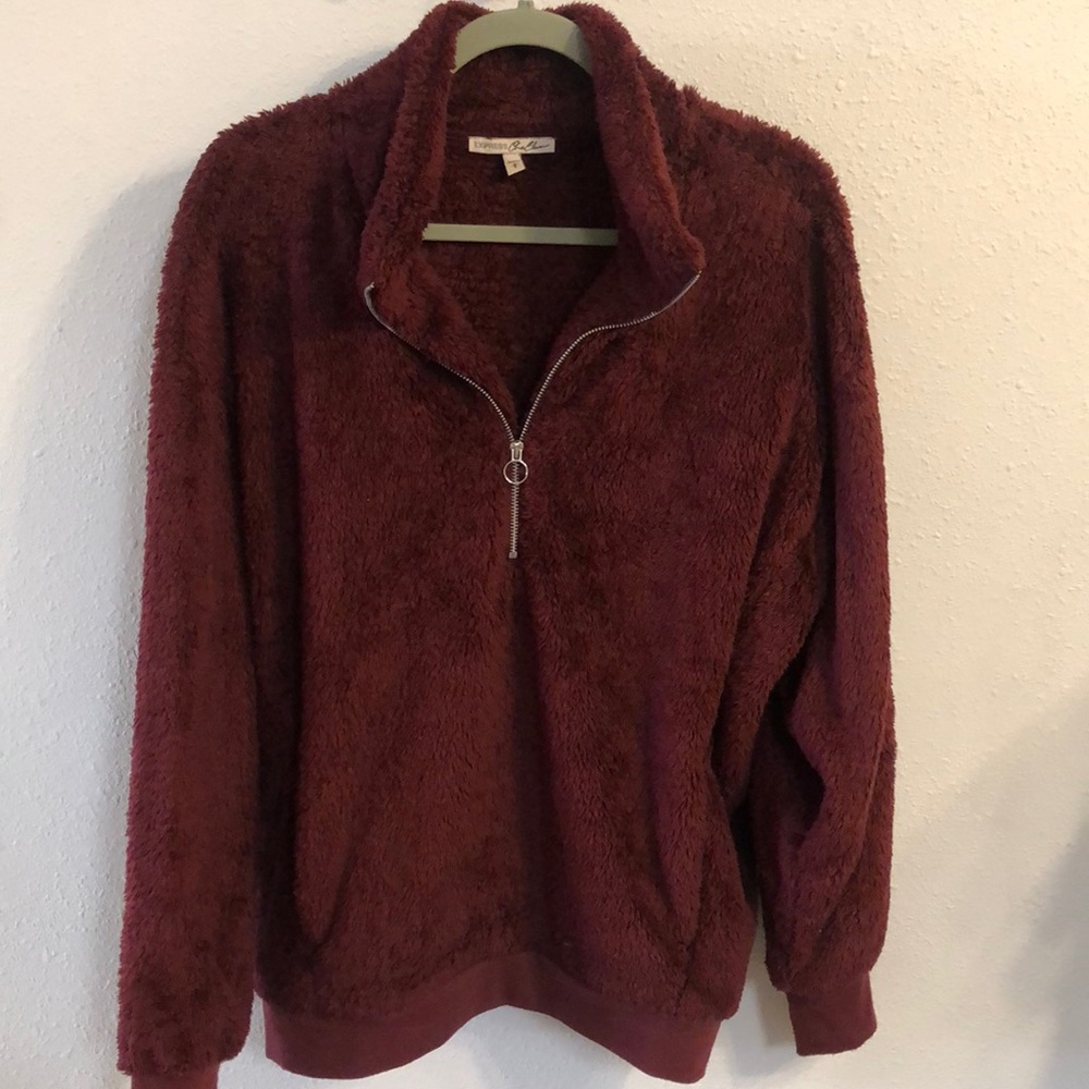 Express Burgundy Fleece Half-Zip Sweatshirt